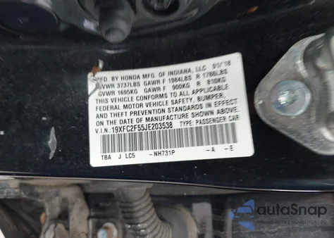 2018 Honda Civic Lx из США, поврежденный, VIN 19XFC2F55JE203538